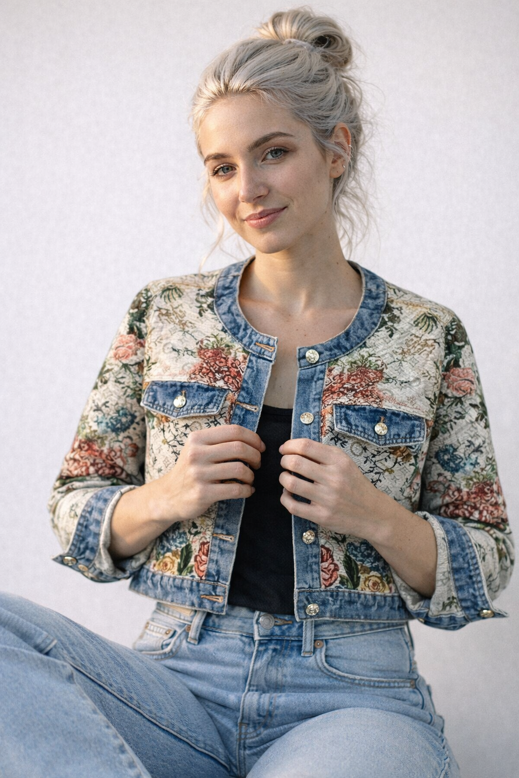 Veste en Jean Rétro Bleue pour Femme - Style Vintage Élégant