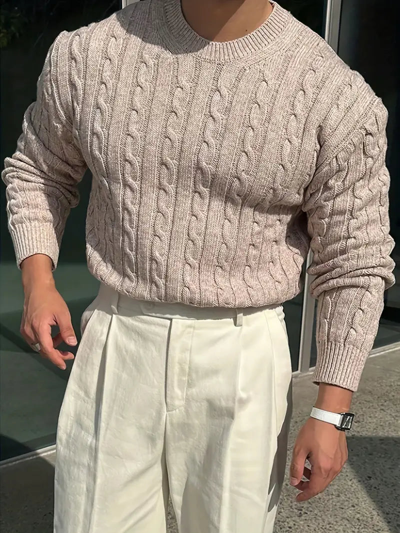 Pulls pour hommes : Pull Homme Torsadé Hiver Lin Mode Homme Tenue Professionnelle dans de Marche Lino