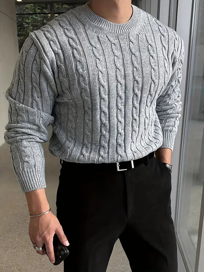 Pulls pour hommes : Pull Homme Torsadé Hiver Lin Mode Homme Tenue Professionnelle dans de Marche Lino