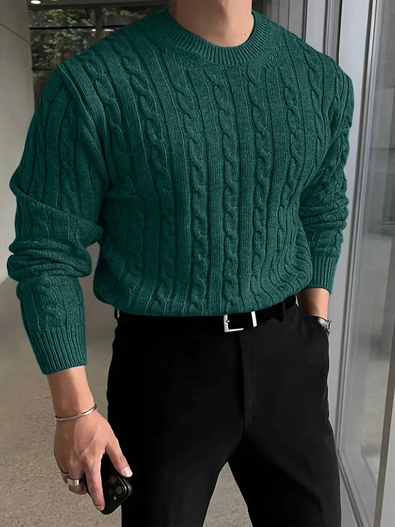 Pulls pour hommes : Pull Homme Torsadé Hiver Lin Mode Homme Tenue Professionnelle dans de Marche Lino