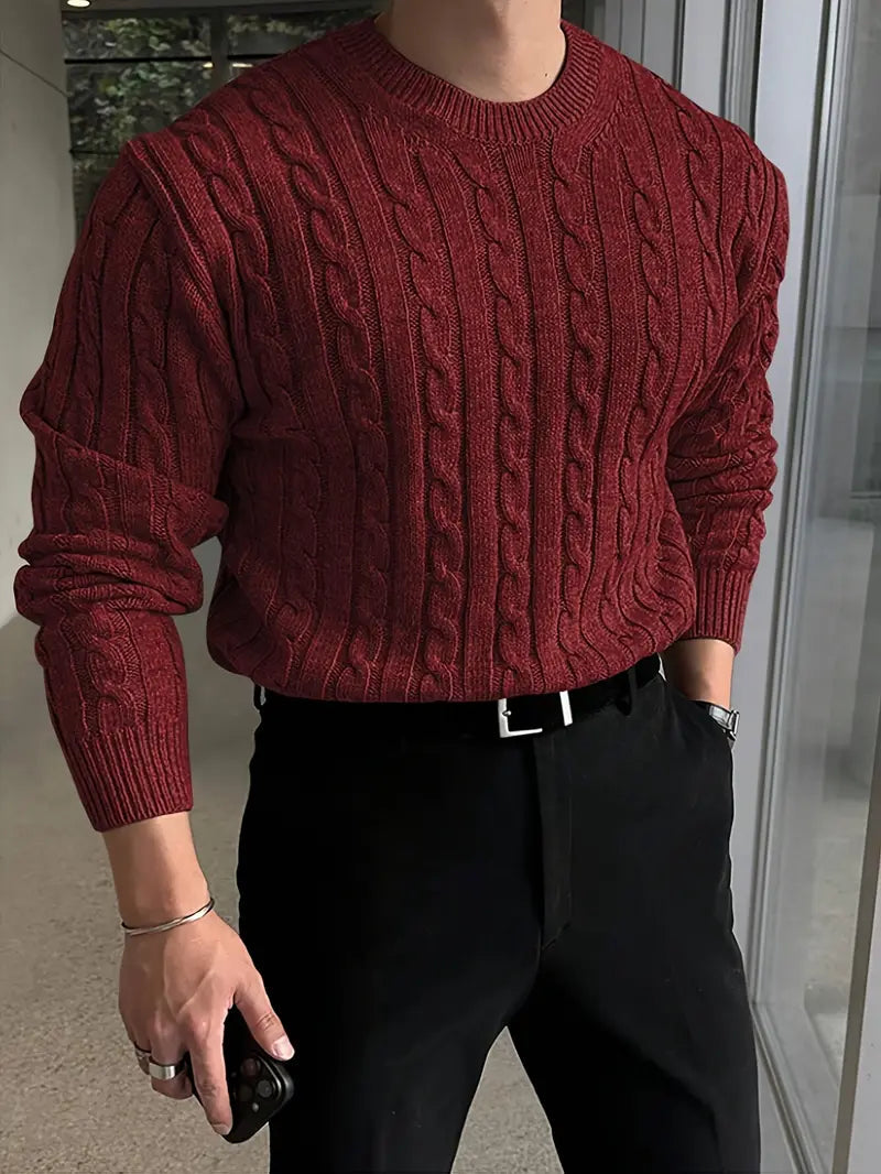 Pulls pour hommes : Pull Homme Torsadé Hiver Lin Mode Homme Tenue Professionnelle dans de Marche Lino