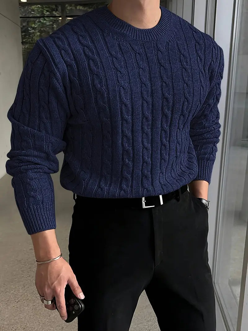 Pulls pour hommes : Pull Homme Torsadé Hiver Lin Mode Homme Tenue Professionnelle dans de Marche Lino