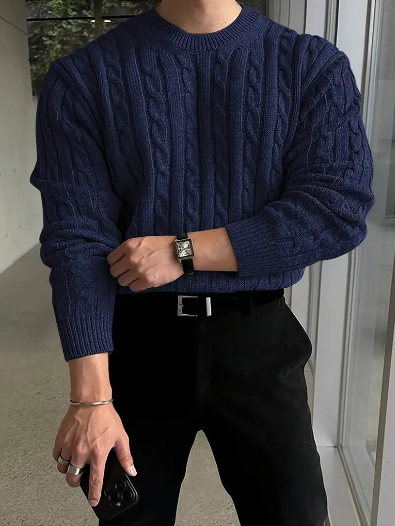 Pulls pour hommes : Pull Homme Torsadé Hiver Lin Mode Homme Tenue Professionnelle dans de Marche Lino
