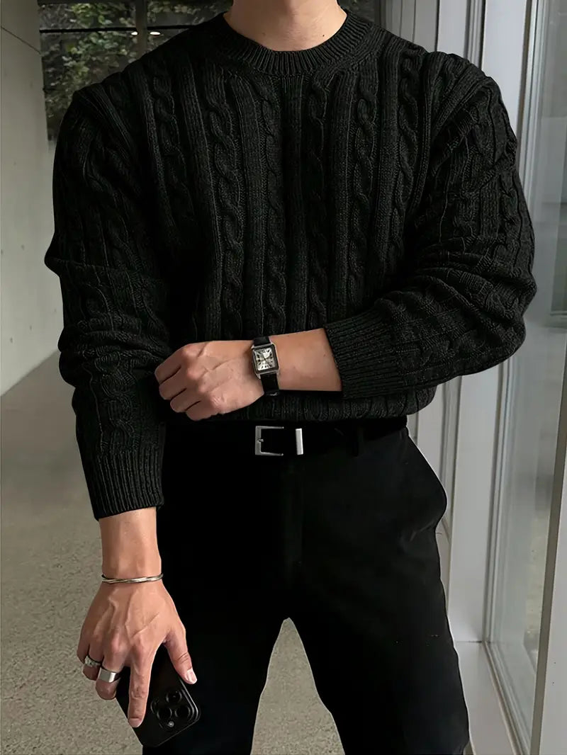 Pulls pour hommes : Pull Homme Torsadé Hiver Lin Mode Homme Tenue Professionnelle dans de Marche Lino
