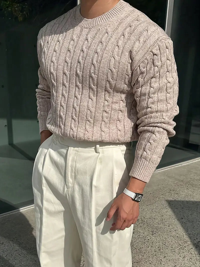 Pulls pour hommes : Pull Homme Torsadé Hiver Lin Mode Homme Tenue Professionnelle dans de Marche Lino
