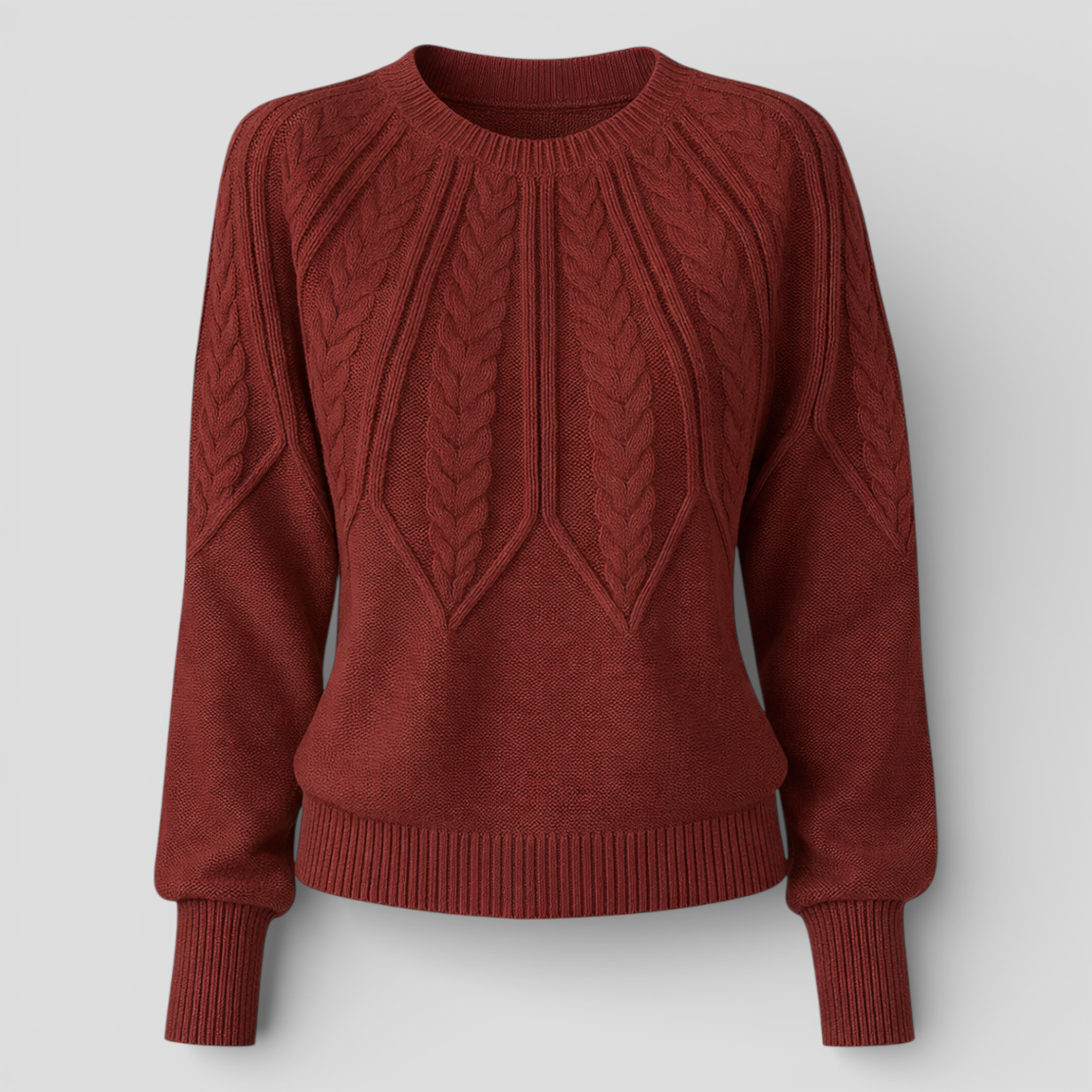 Pulls pour femmes : Pull Femme à Manches Larges Coton Coupe Régulière dans Rouge de Marche Lino
