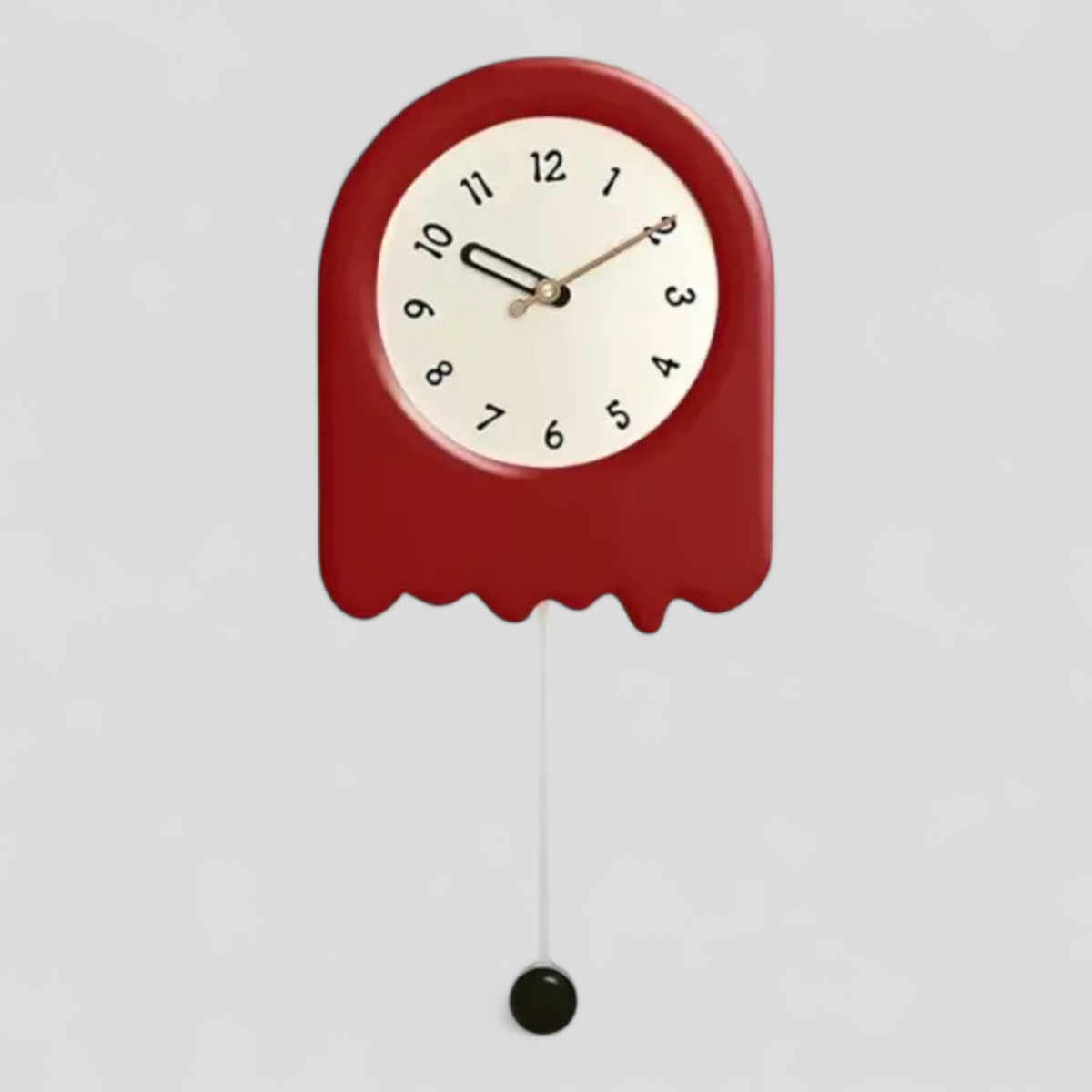 Horloges murales : Horloge Murale Ronde en Bois Décoration Salon dans Rouge 25x58.5cm de Marche Lino