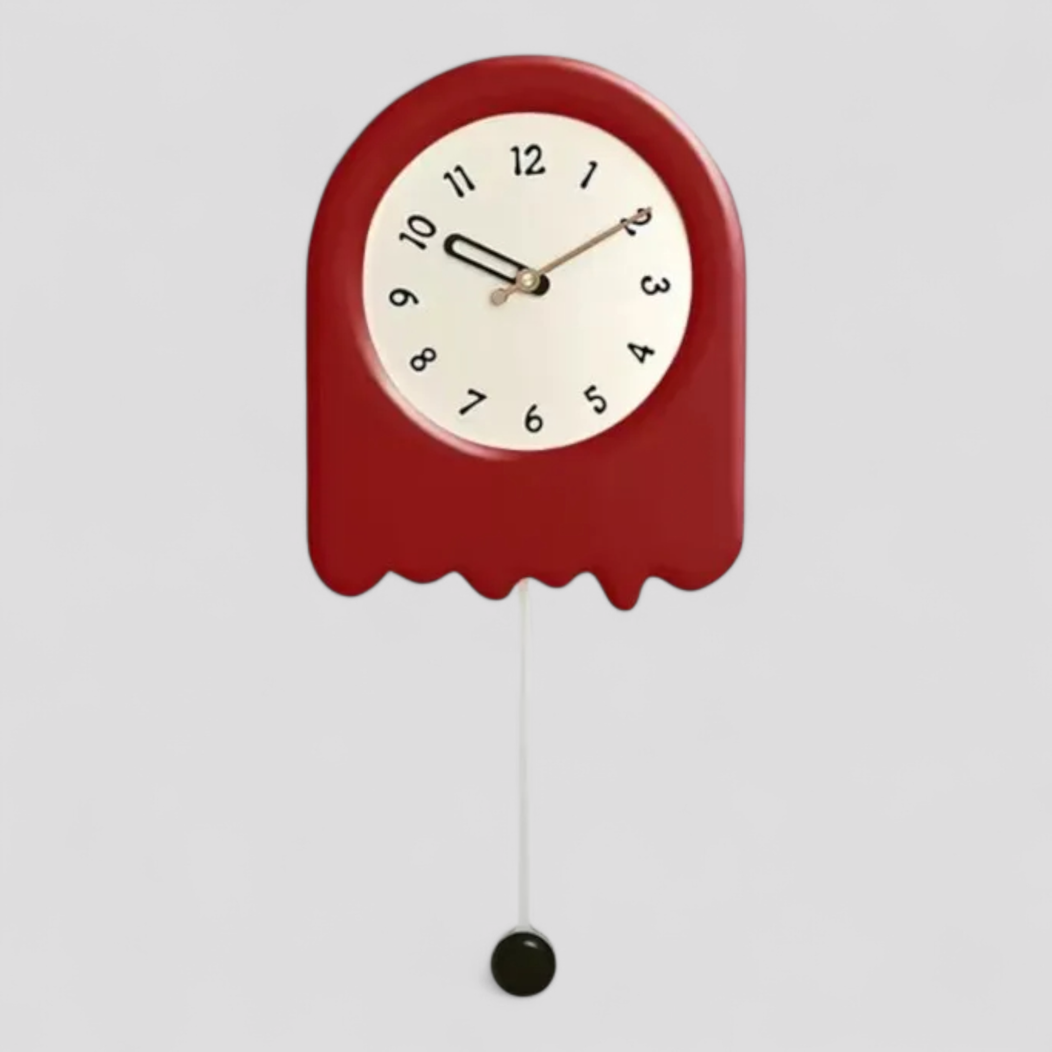 Horloges murales : Horloge Murale Ronde en Bois Décoration Salon dans Rouge 25x58.5cm de Marche Lino