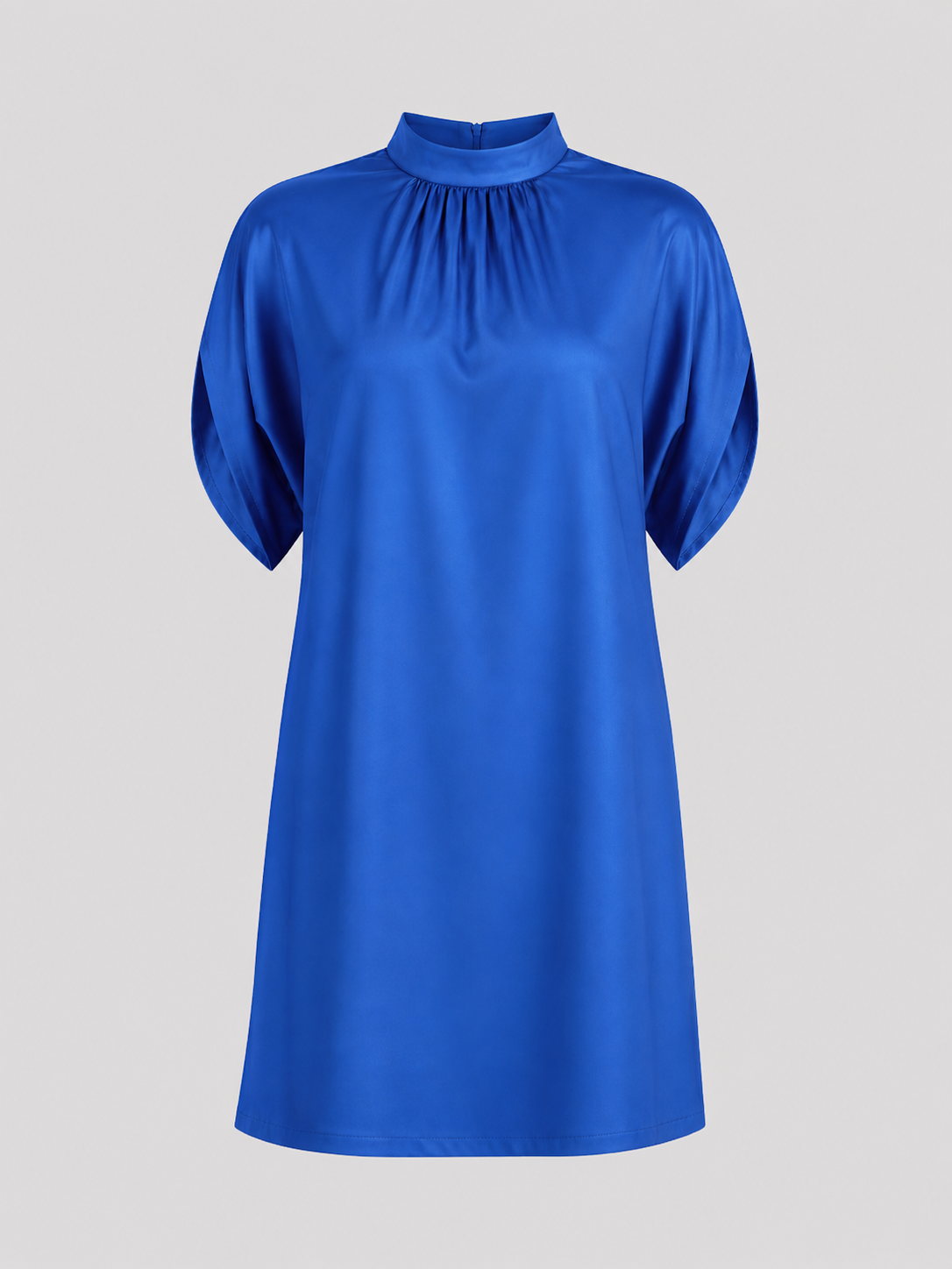 Mini dresses : Robe Courte Femme à Manches Chauve-souris et Col Froncé dans de Marche Lino