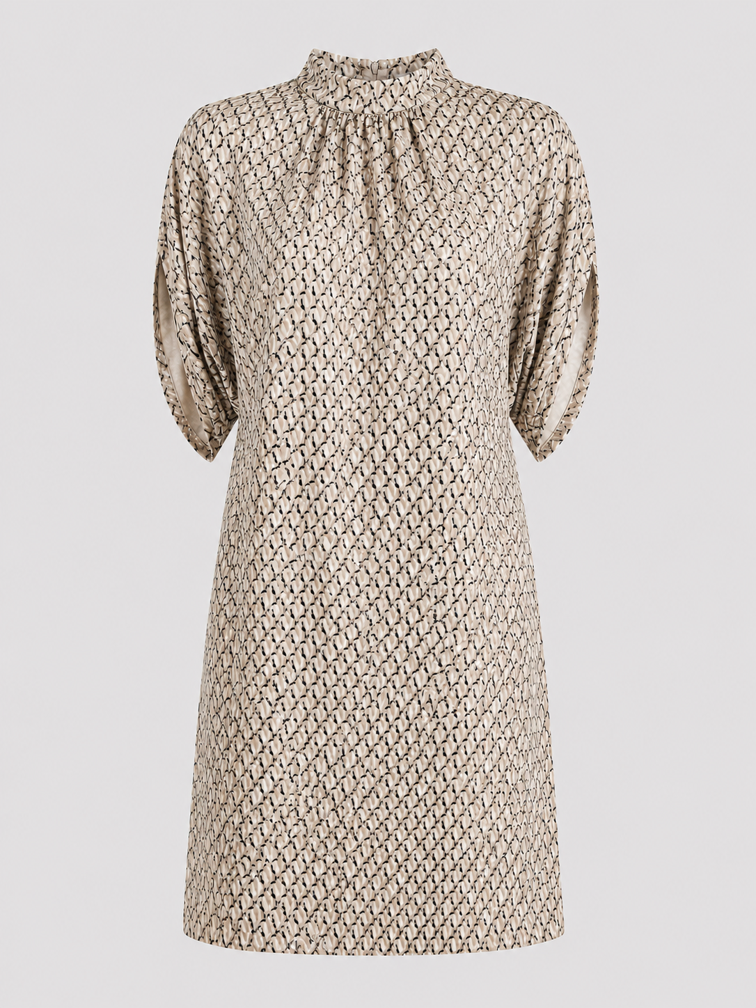 Mini dresses : Robe Courte Femme à Manches Chauve-souris et Col Froncé dans de Marche Lino