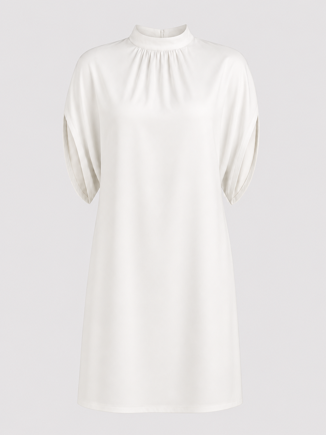 Mini dresses : Robe Courte Femme à Manches Chauve-souris et Col Froncé dans de Marche Lino