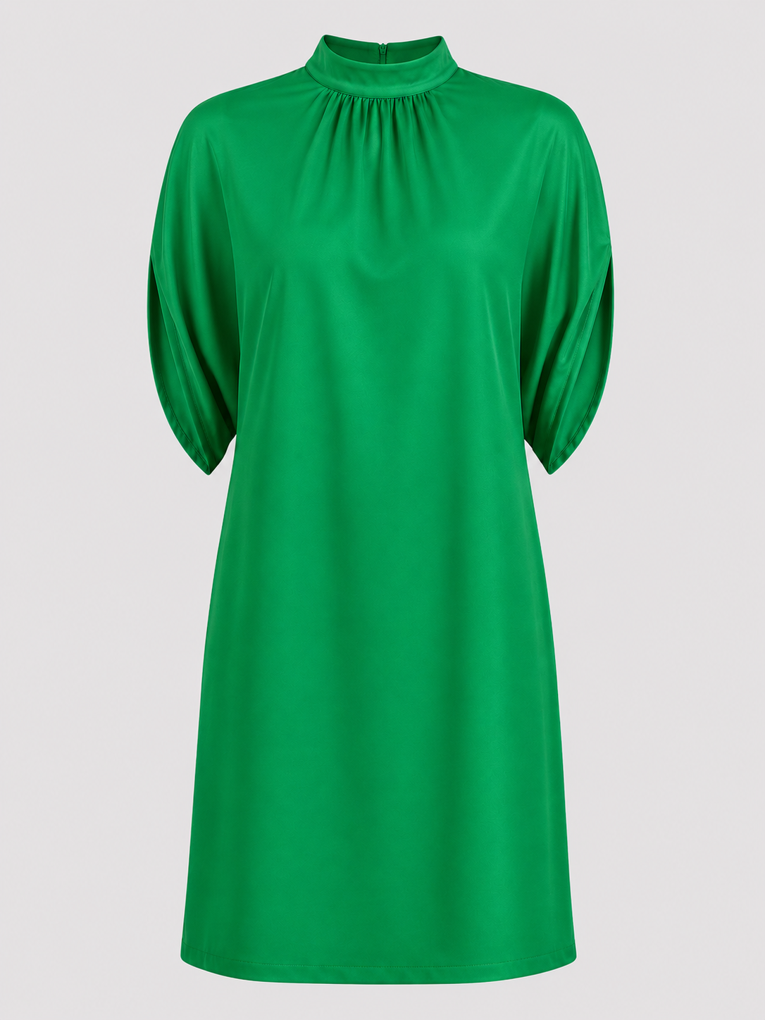 Mini dresses : Robe Courte Femme à Manches Chauve-souris et Col Froncé dans de Marche Lino