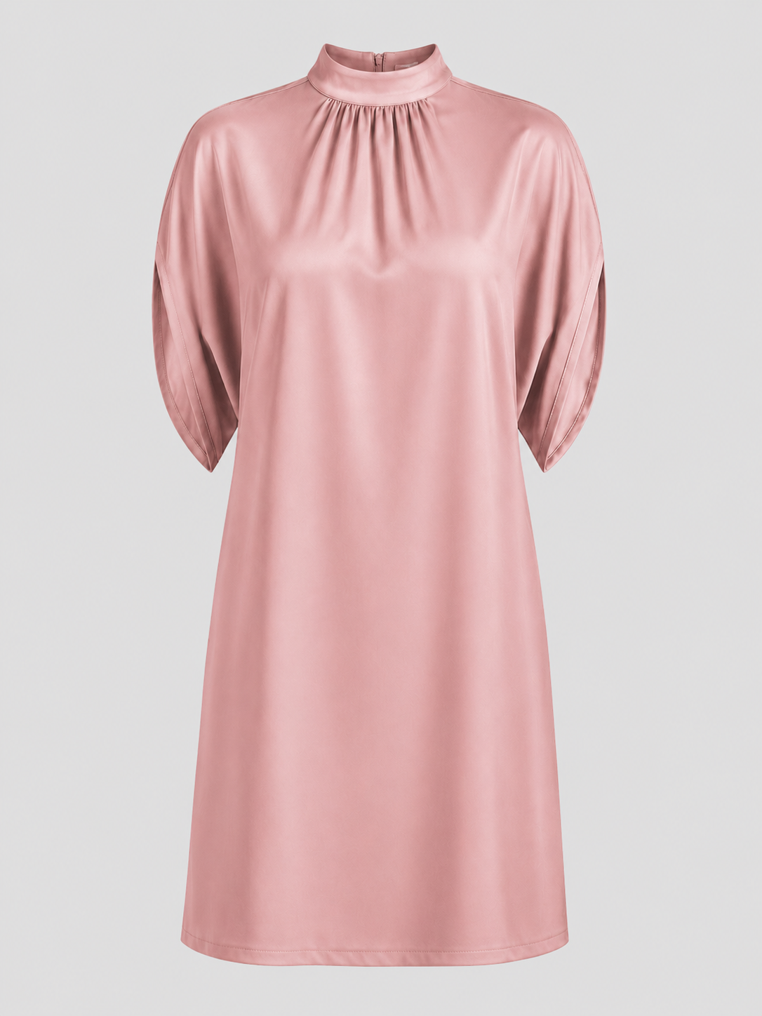 Mini dresses : Robe Courte Femme à Manches Chauve-souris et Col Froncé dans de Marche Lino