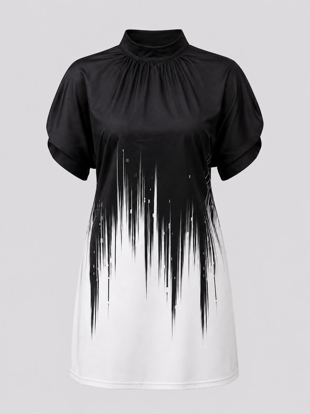 Mini dresses : Robe Courte Femme à Manches Chauve-souris et Col Froncé dans de Marche Lino