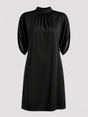 Robe Courte Femme à Manches Chauve-souris et Col Froncé