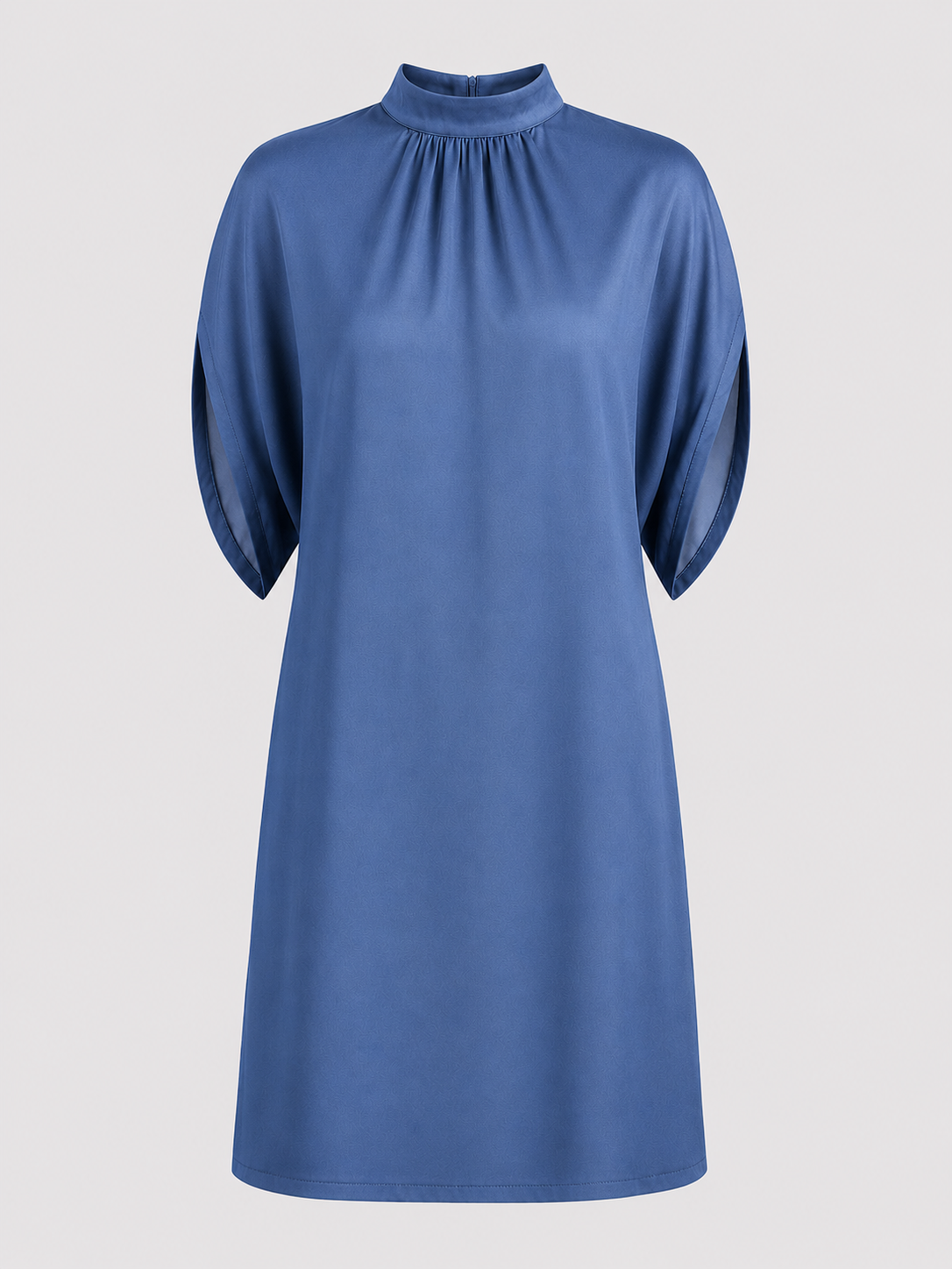 Mini dresses : Robe Courte Femme à Manches Chauve-souris et Col Froncé dans de Marche Lino