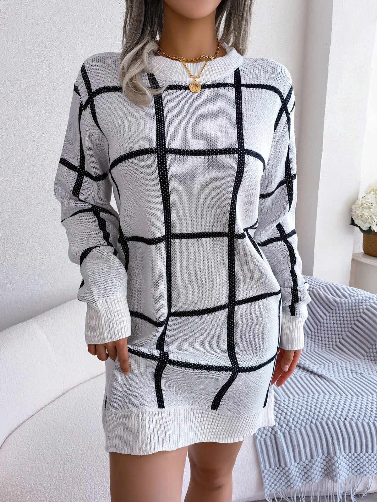 Robes décontractées : Robe Longue Femme Décontractée à Manches Longues dans de Marche Lino