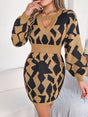 Robe Longue Femme en Laine Couleur Contrastée