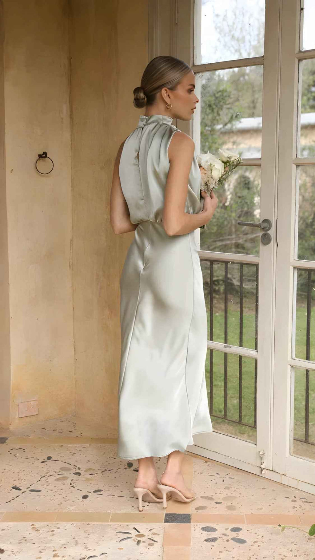 Robe Longue Femme Élégante en Satin pour Cérémonie Soirée Fête