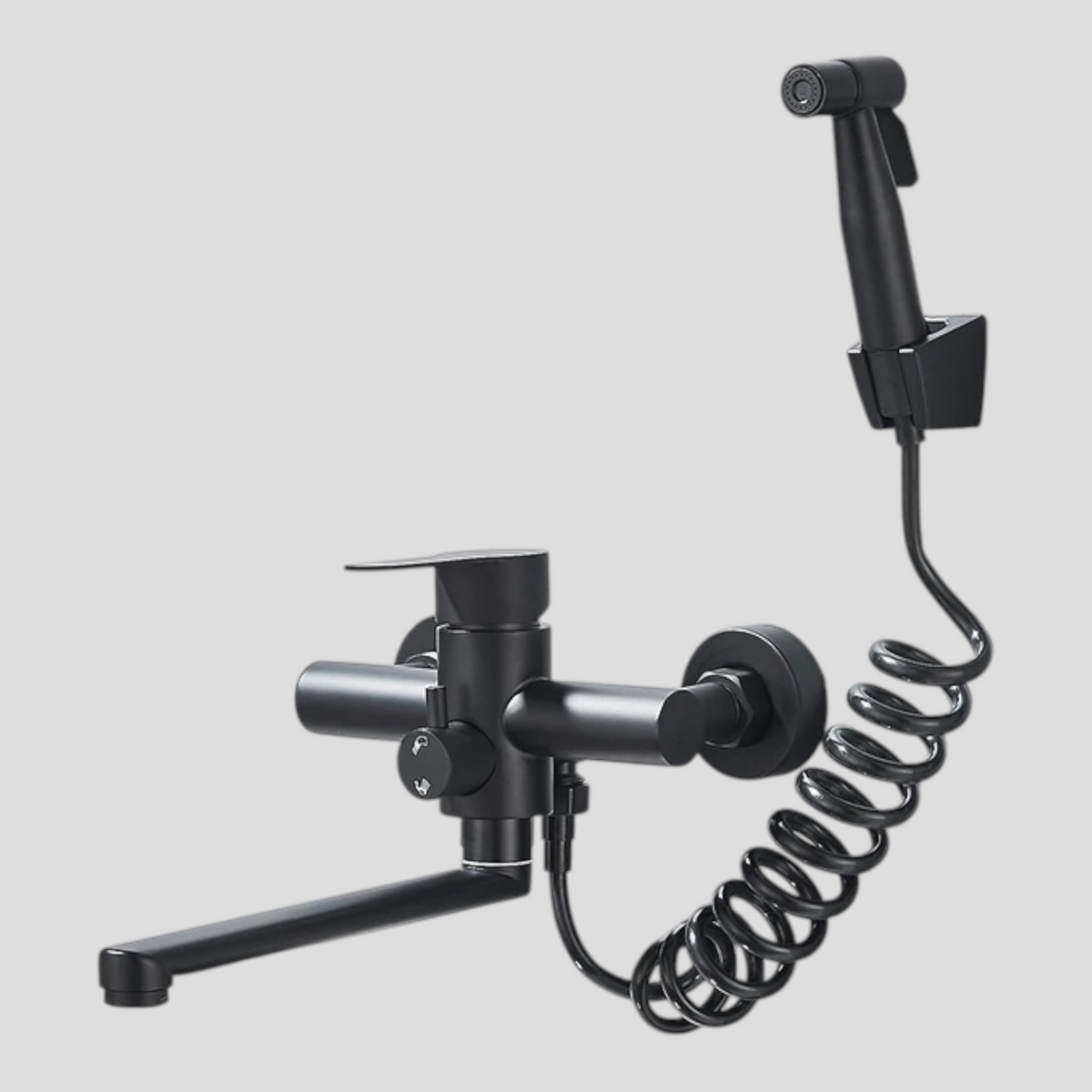 Robinet mural de cuisine pivotant 360° douchette acier inoxydable