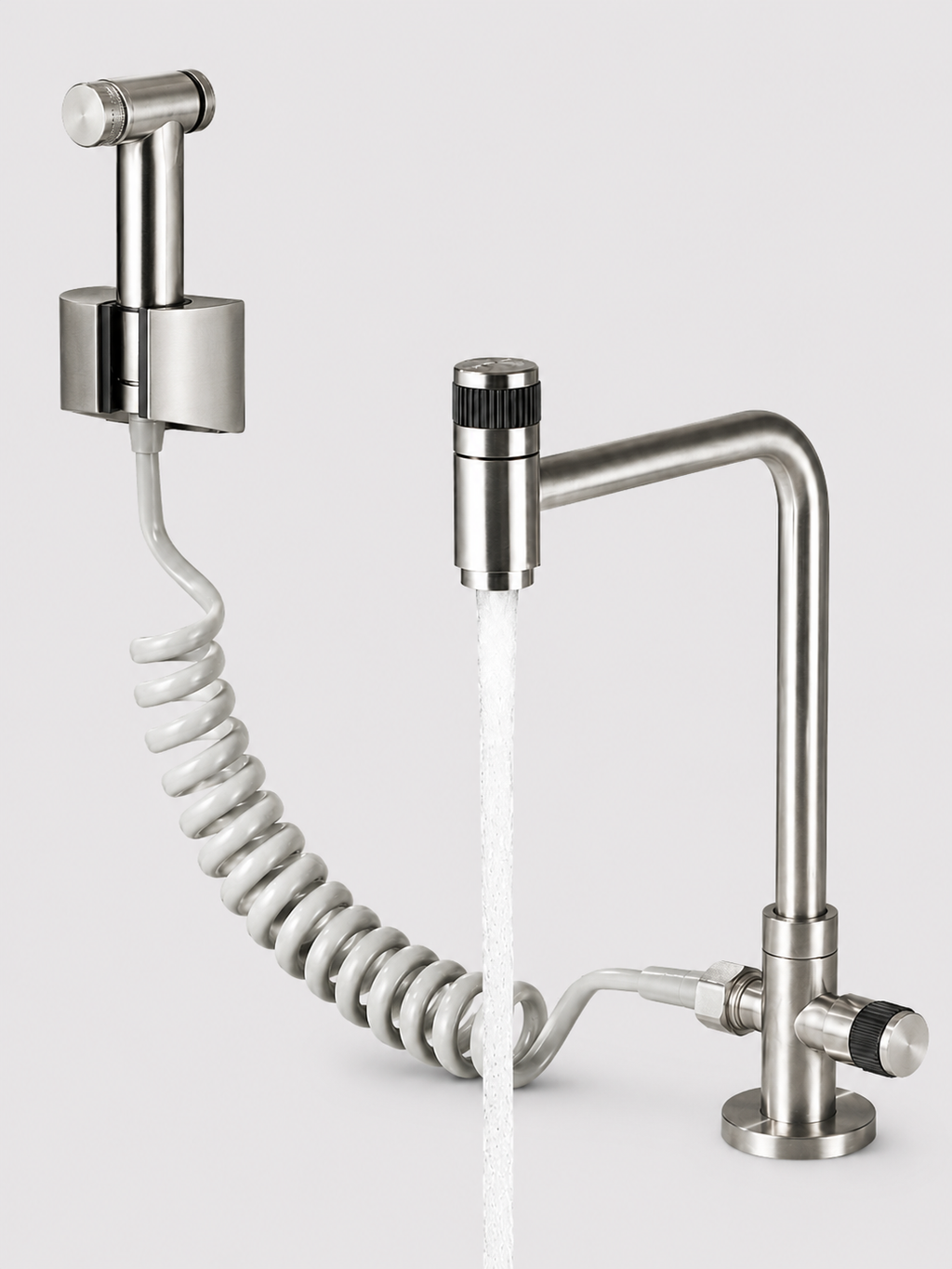 Robinet Mural de Cuisine Rotatif 360° Douchette Acier Inoxydable