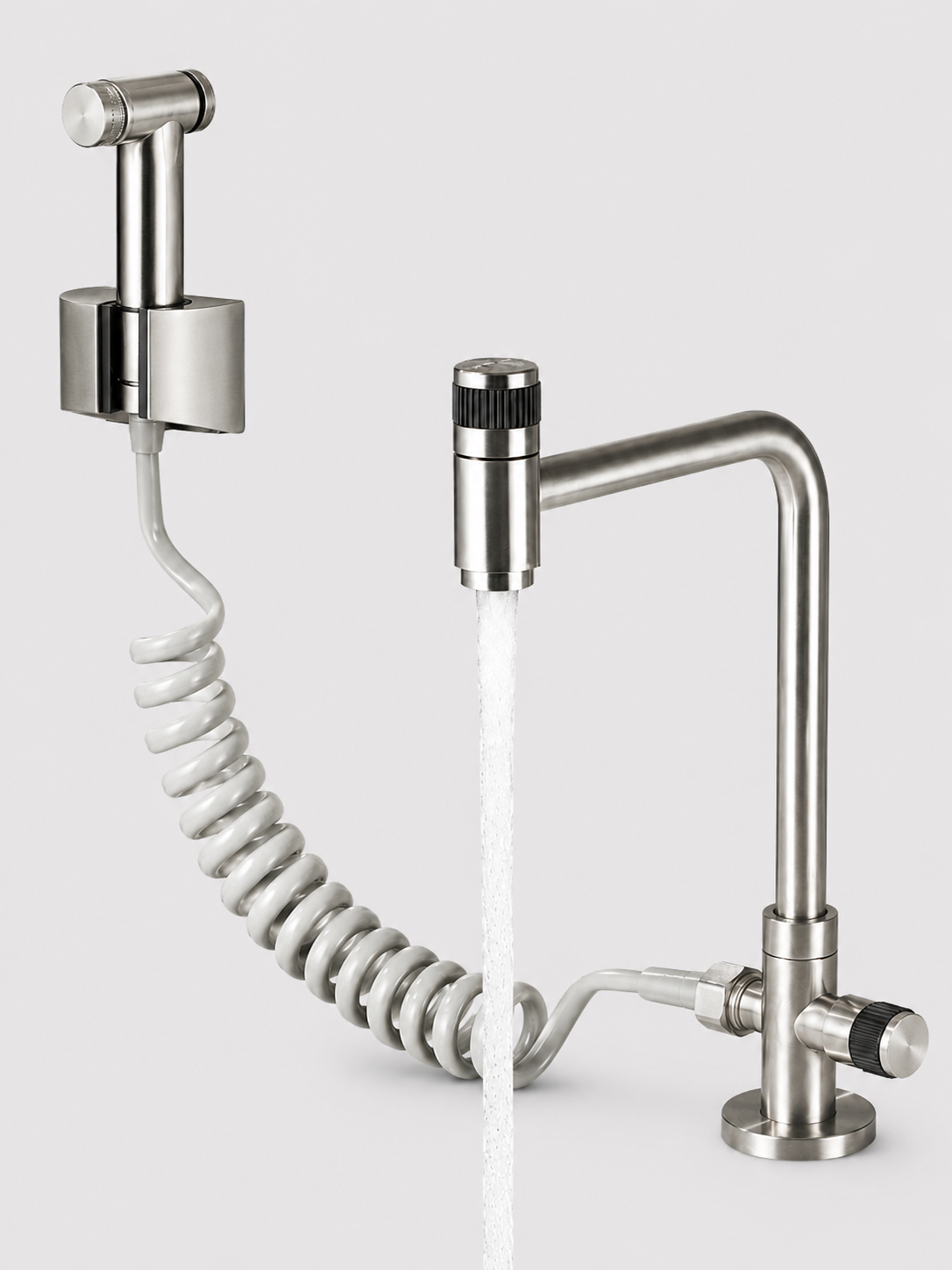 Robinet Mural de Cuisine Rotatif 360° Douchette Acier Inoxydable