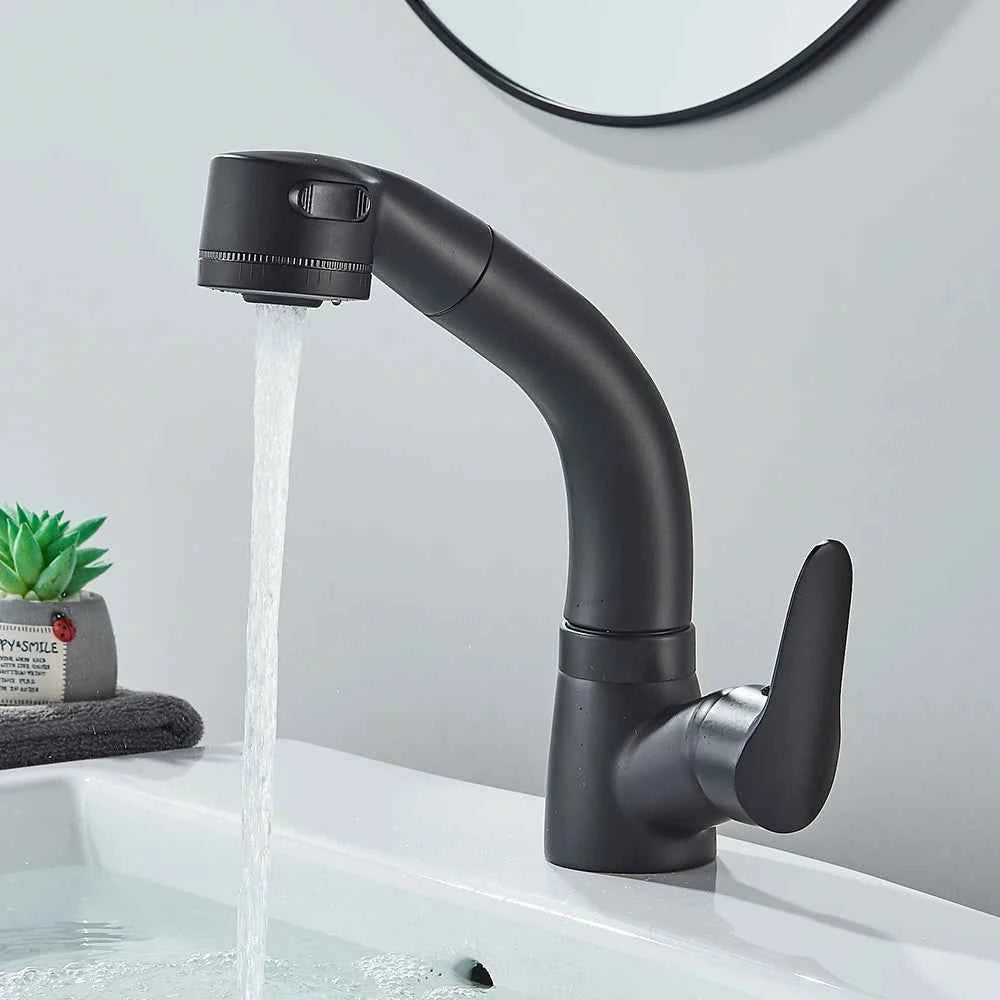 Robinet de Salle de Bain Chromé avec Bec Orientable