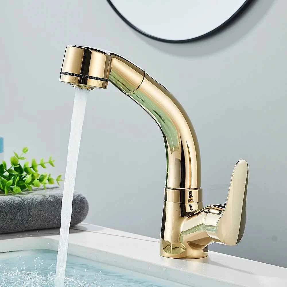 Robinet de Salle de Bain Chromé avec Bec Orientable