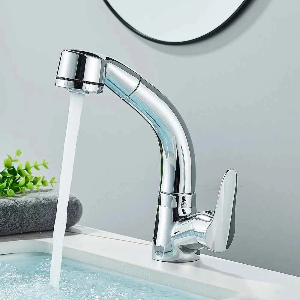 Robinet de Salle de Bain Chromé avec Bec Orientable