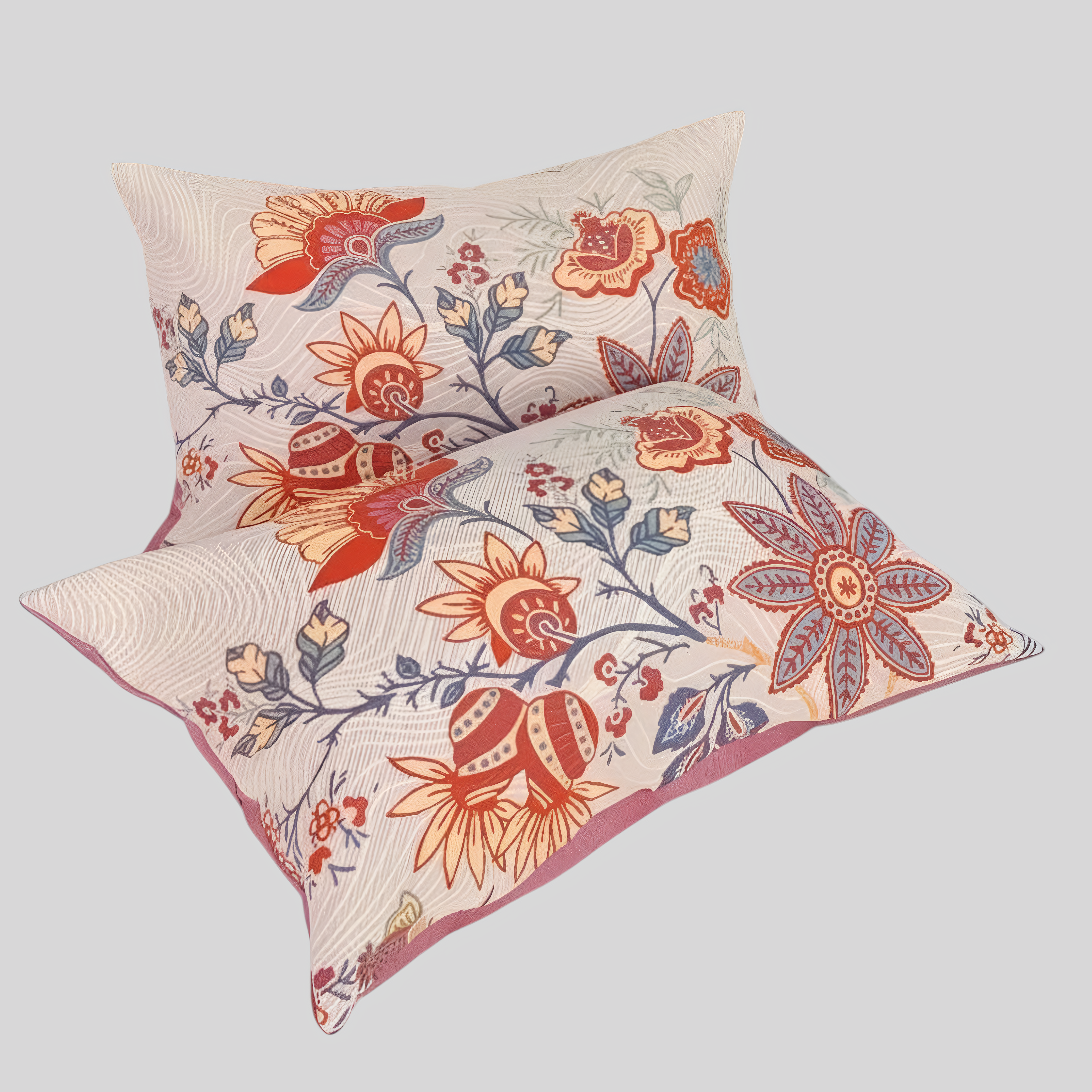 Taies d'oreiller Coton Fleuries Bohèmes Rustiques - Lot de 2