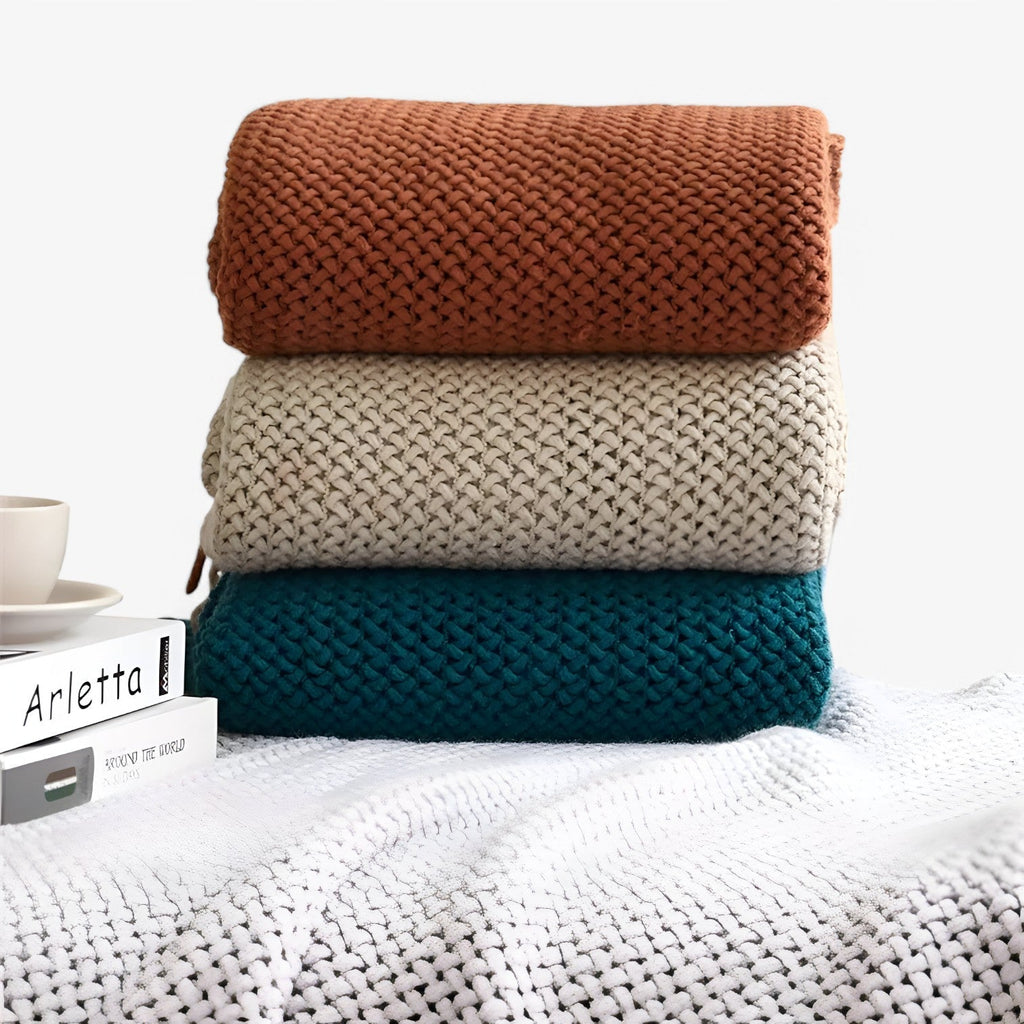 Plaid tricoté douillet – doux, chaud et élégant avec des franges Homme