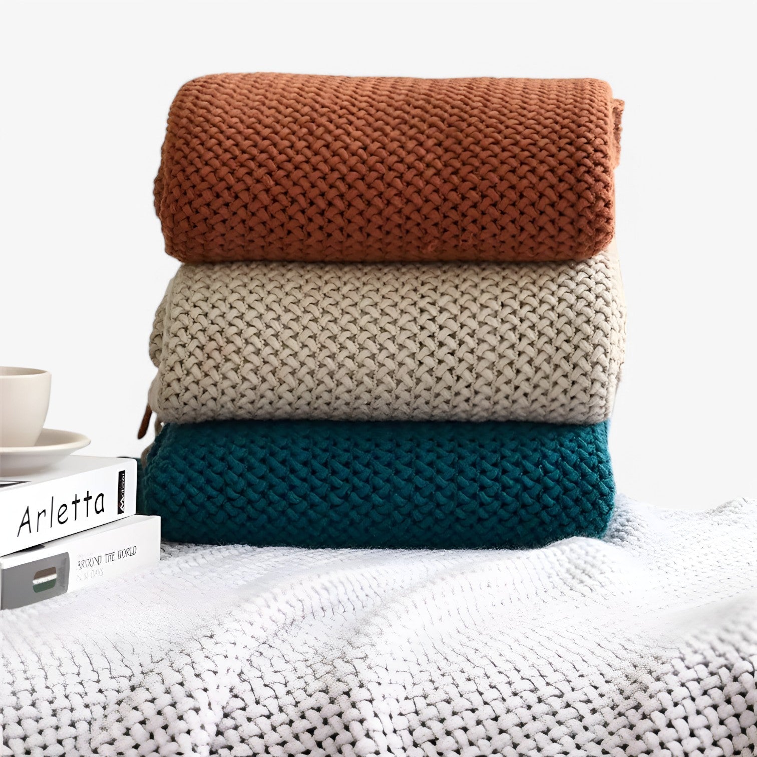 Plaid tricoté douillet – doux, chaud et élégant avec des franges Homme