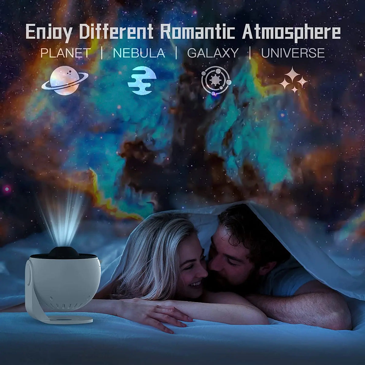 Projecteur d'Étoiles Galaxie – Veilleuse Ciel Étoilé Rotative 360° avec 13 Disques