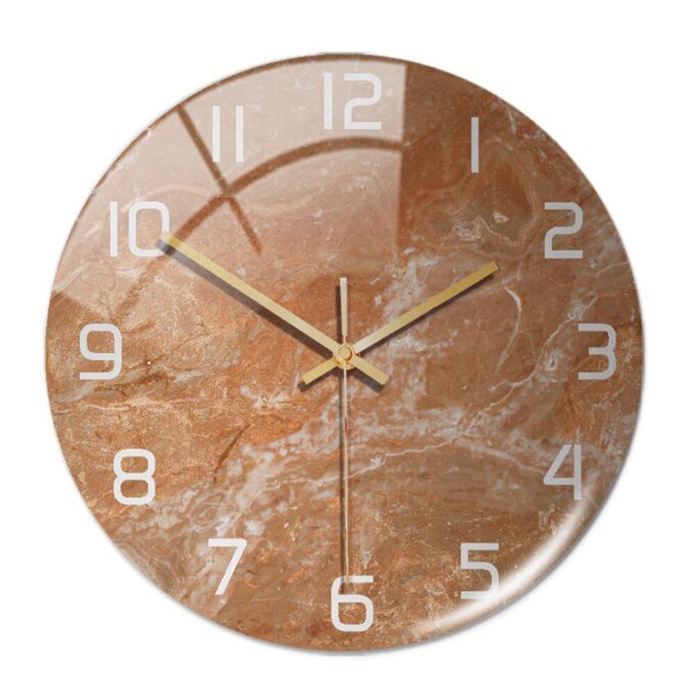 Wall Clocks : Horloge Murale Silencieuse Ø30cm, Effet Marbre Blanc Luxe Moderne pour Salon/Bureau dans de Marche Lino