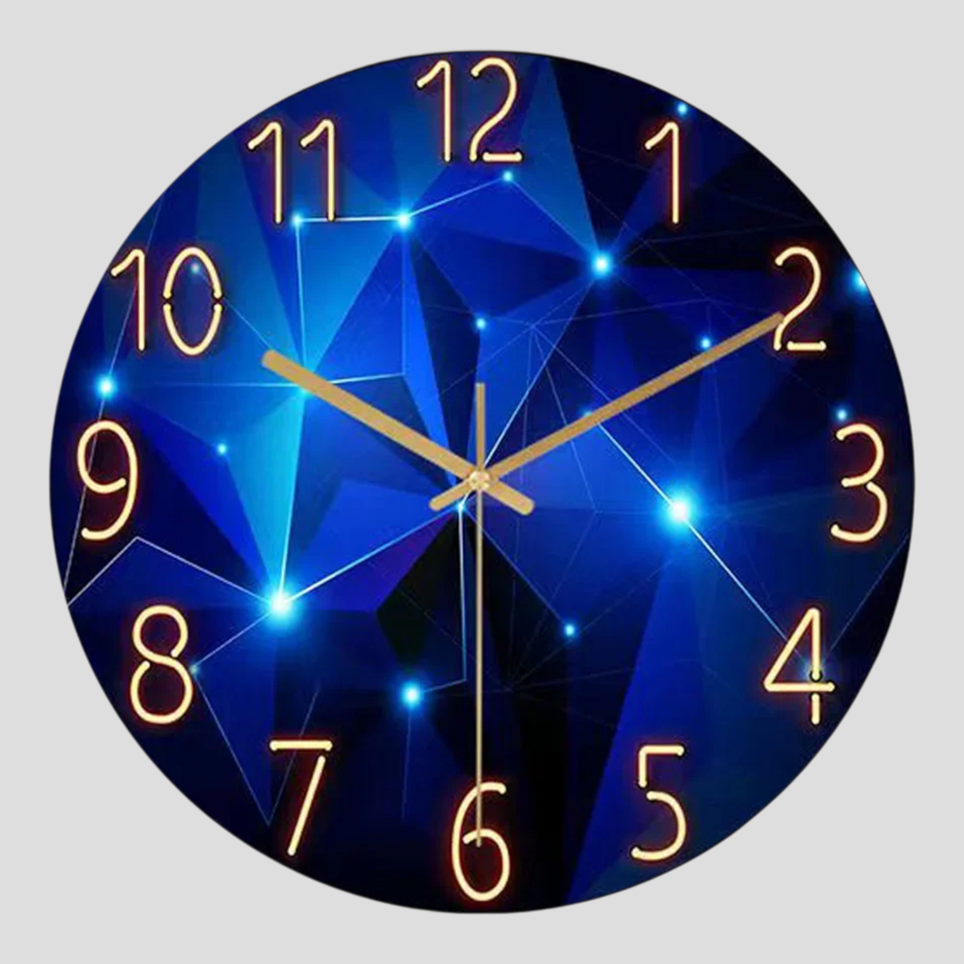 Horloge Murale Moderne Silencieuse Verre Trempé Design Bleu 30 Cm