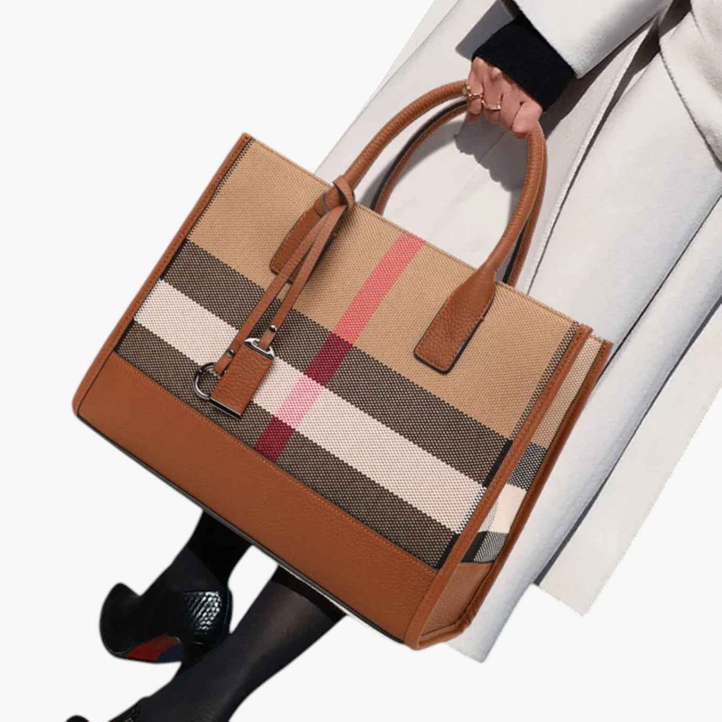 Sac en Toile Rayé - Spacieux et Polyvalent Or Femme