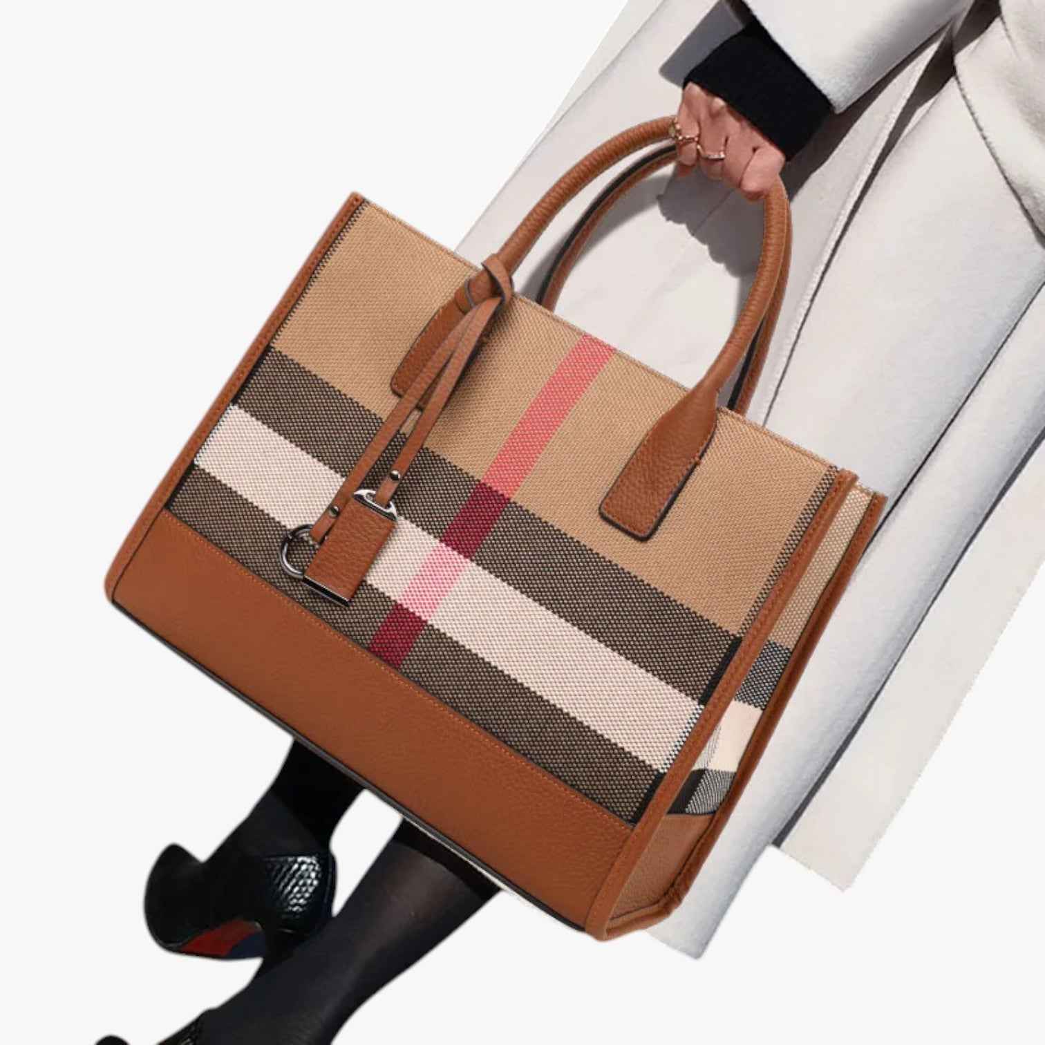 Sac en Toile Rayé - Spacieux et Polyvalent Or Femme