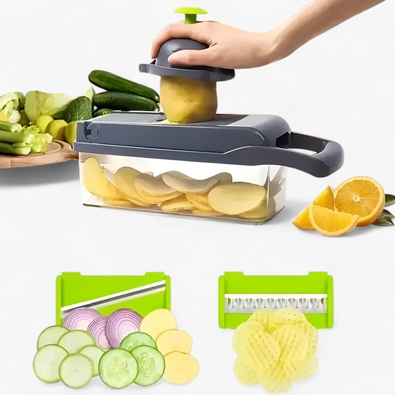 Maya | Alsidig grøntsagsskærer til nem tilberedning - 14 i 1 grå - house & garden - {{ product_tags }