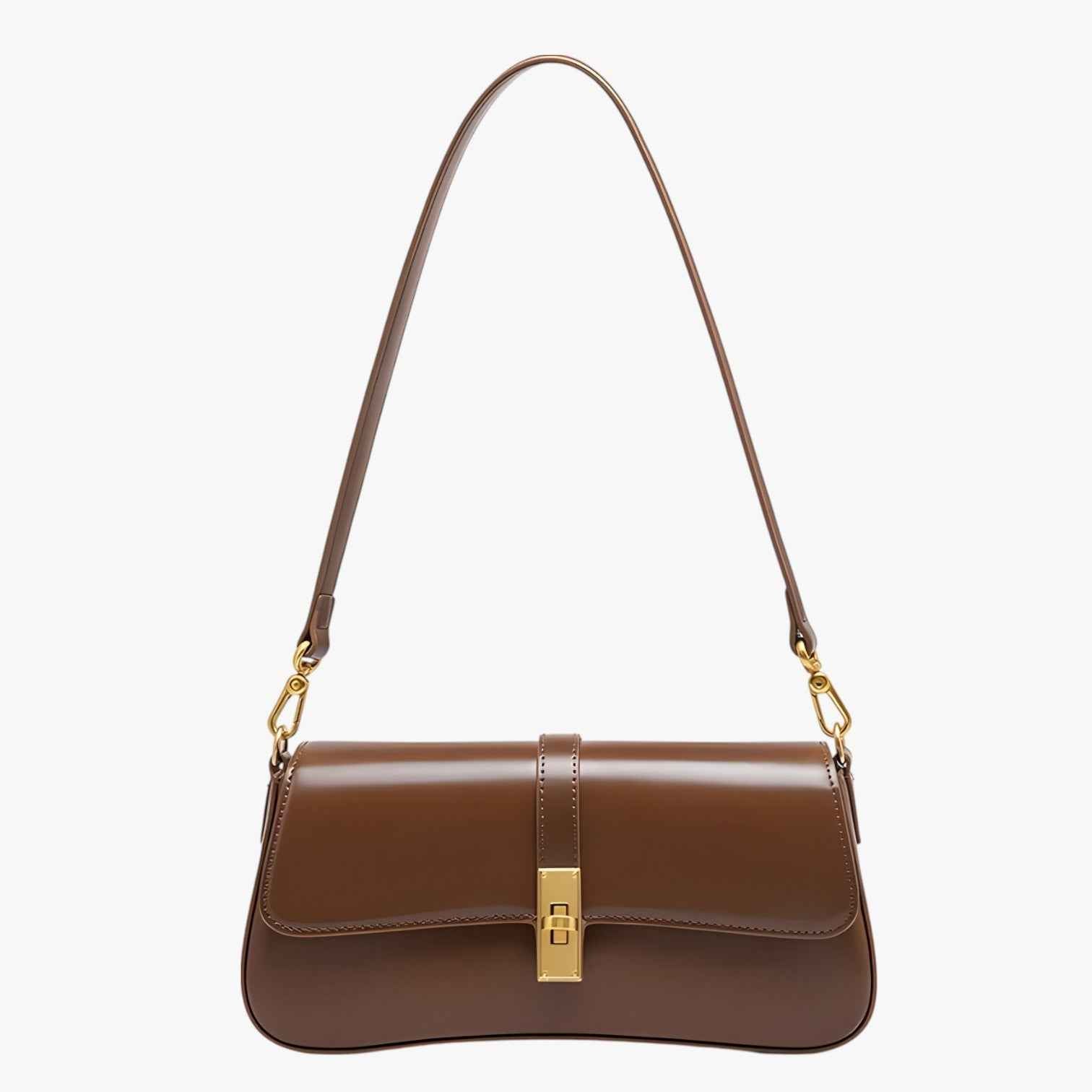 Bags : Sac Baguette Femme en Cuir Véritable Noir de Luxe, Élégant et Compact dans de Marche Lino