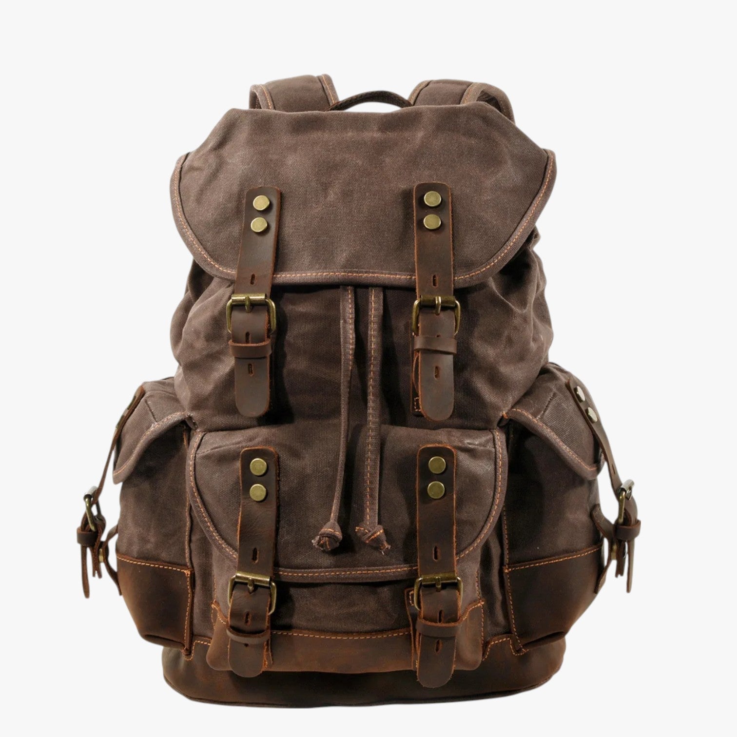 Sac à dos Randonnée Toile et Cuir Grande Capacité Homme