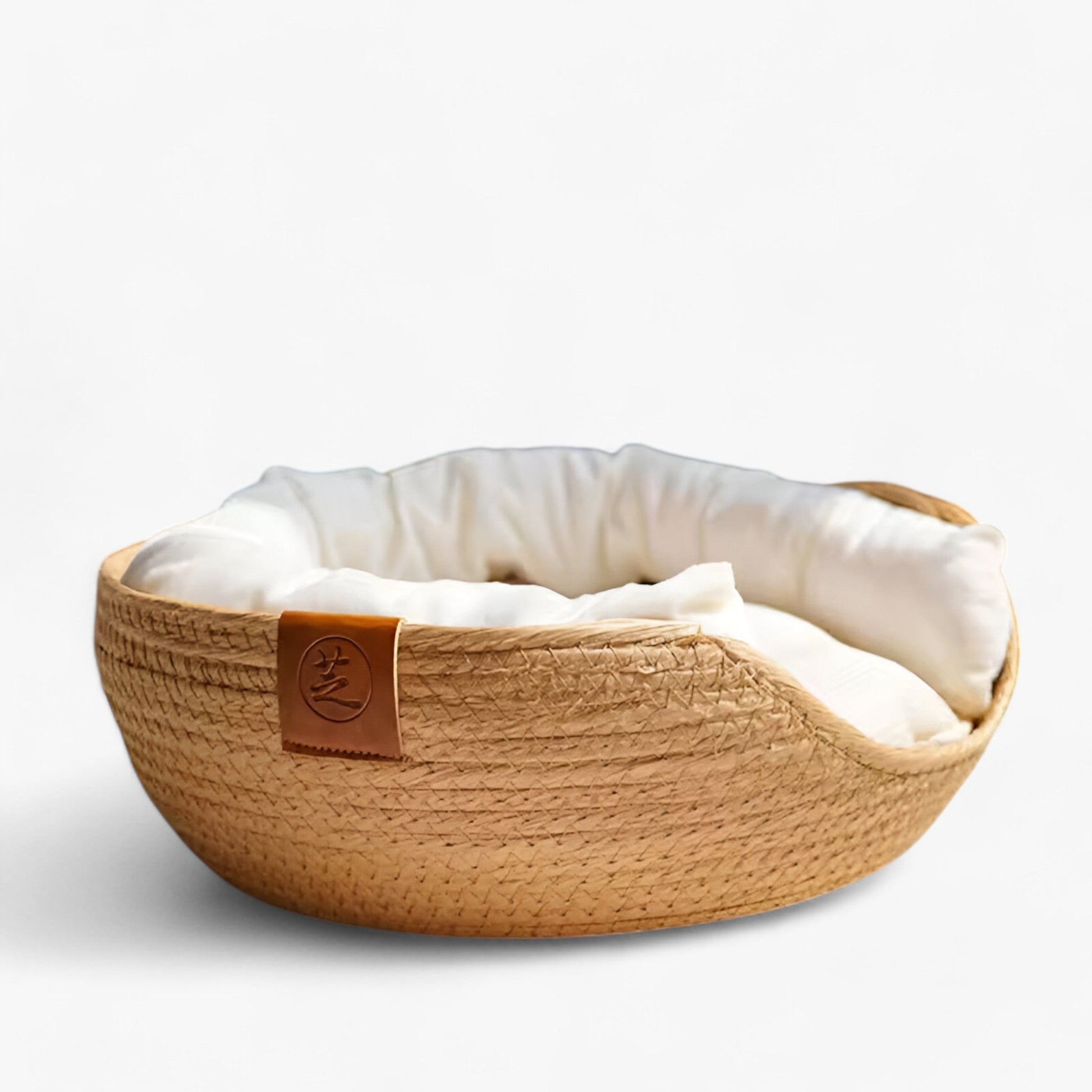 Panier-lit Écologique en Bambou Tressé à la Main pour Chiens et Chats, Naturel et Résistant