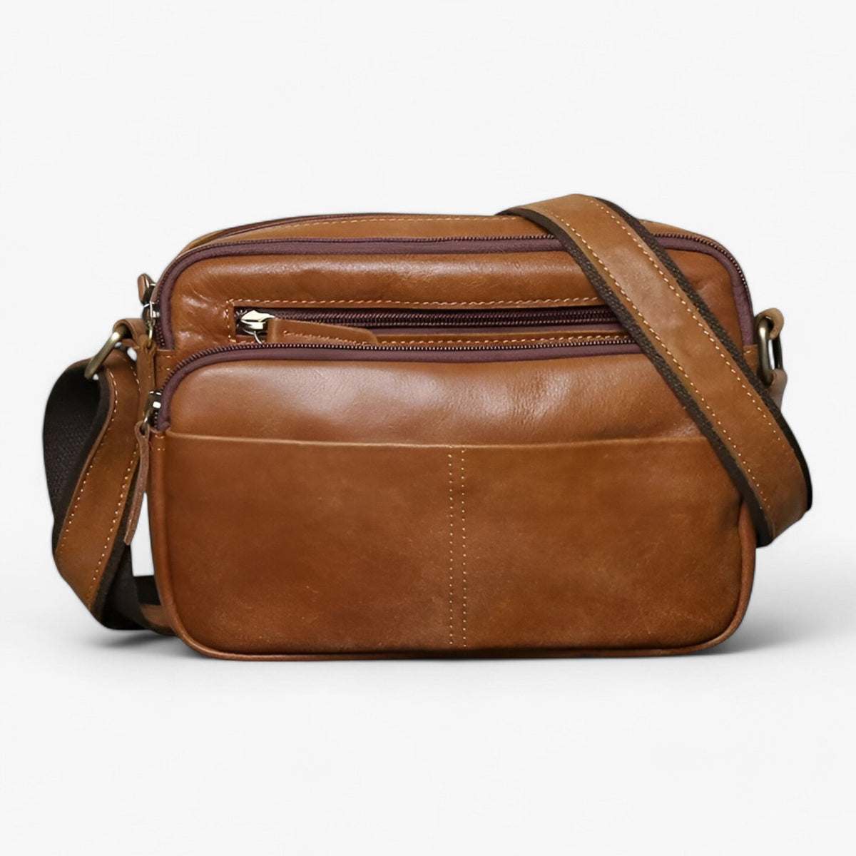 Bags : Sac Bandoulière Homme Premium en Cuir Mat Marron dans de Roselva