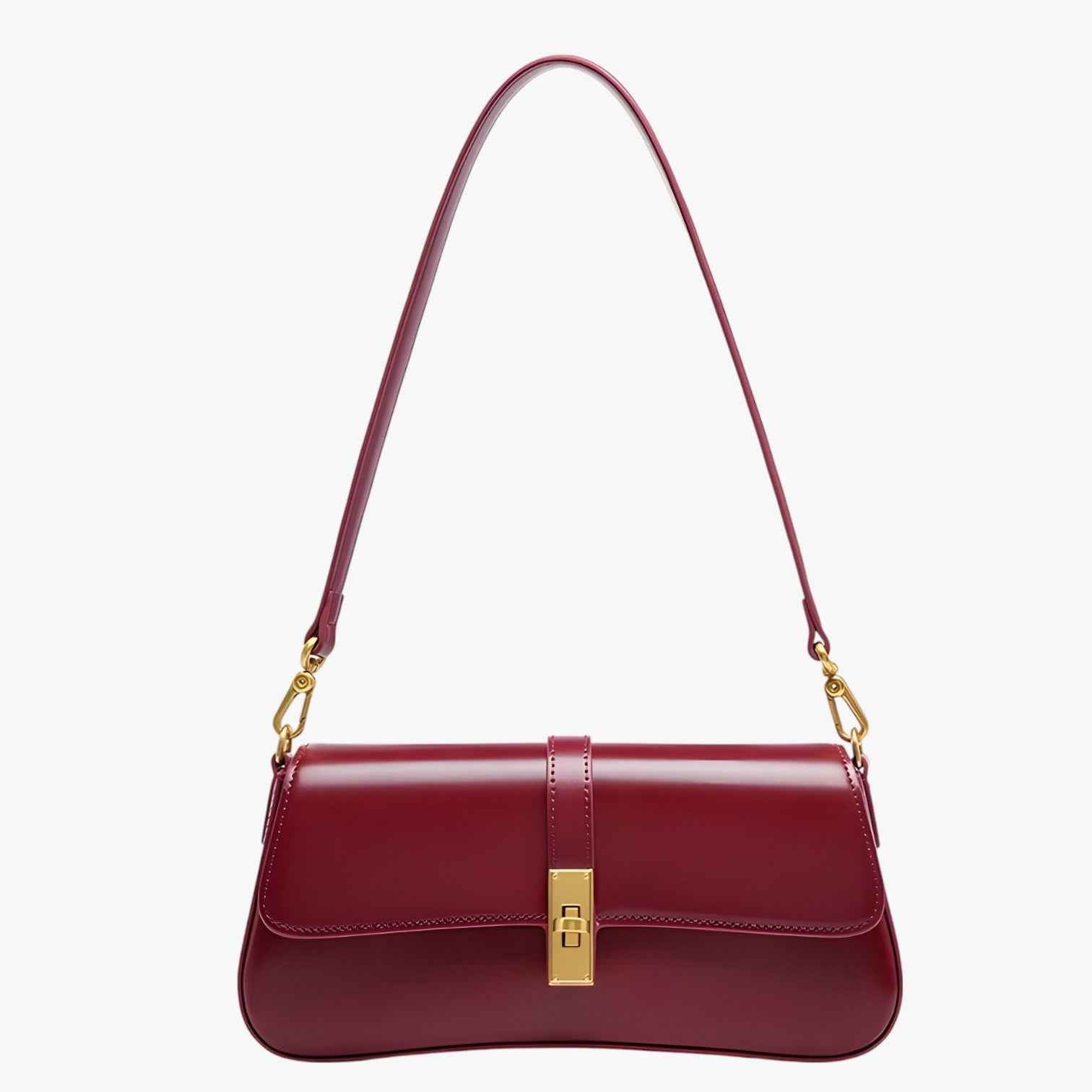 Bags : Sac Baguette Femme en Cuir Véritable Noir de Luxe, Élégant et Compact dans Rosso vino de Marche Lino