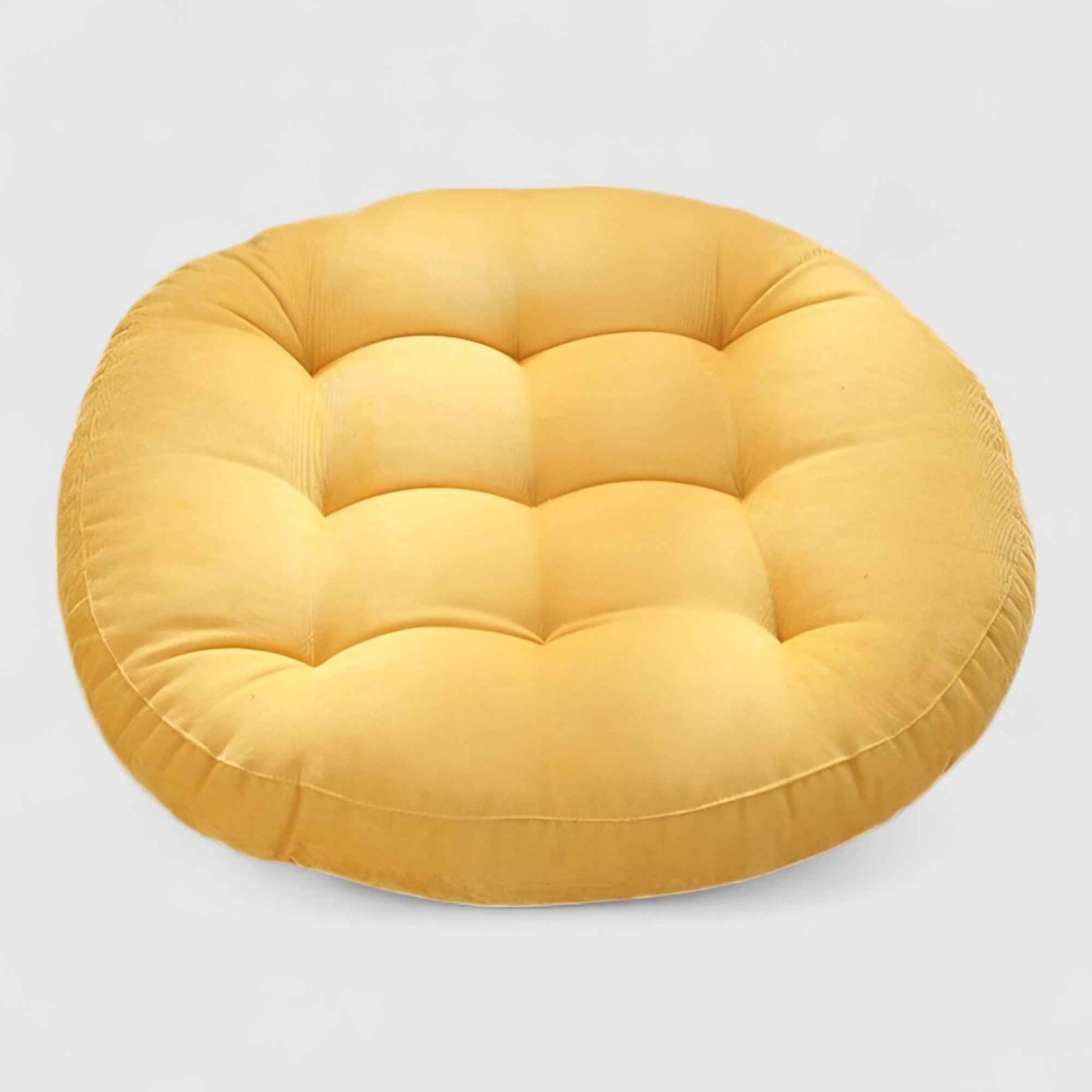 Coussins : Coussin de Sol Rond en Chenille Épais pour Méditation et Détente - Confort Optimal avec Coussin de Méditation en Chenille dans Jaune de Marche Lino