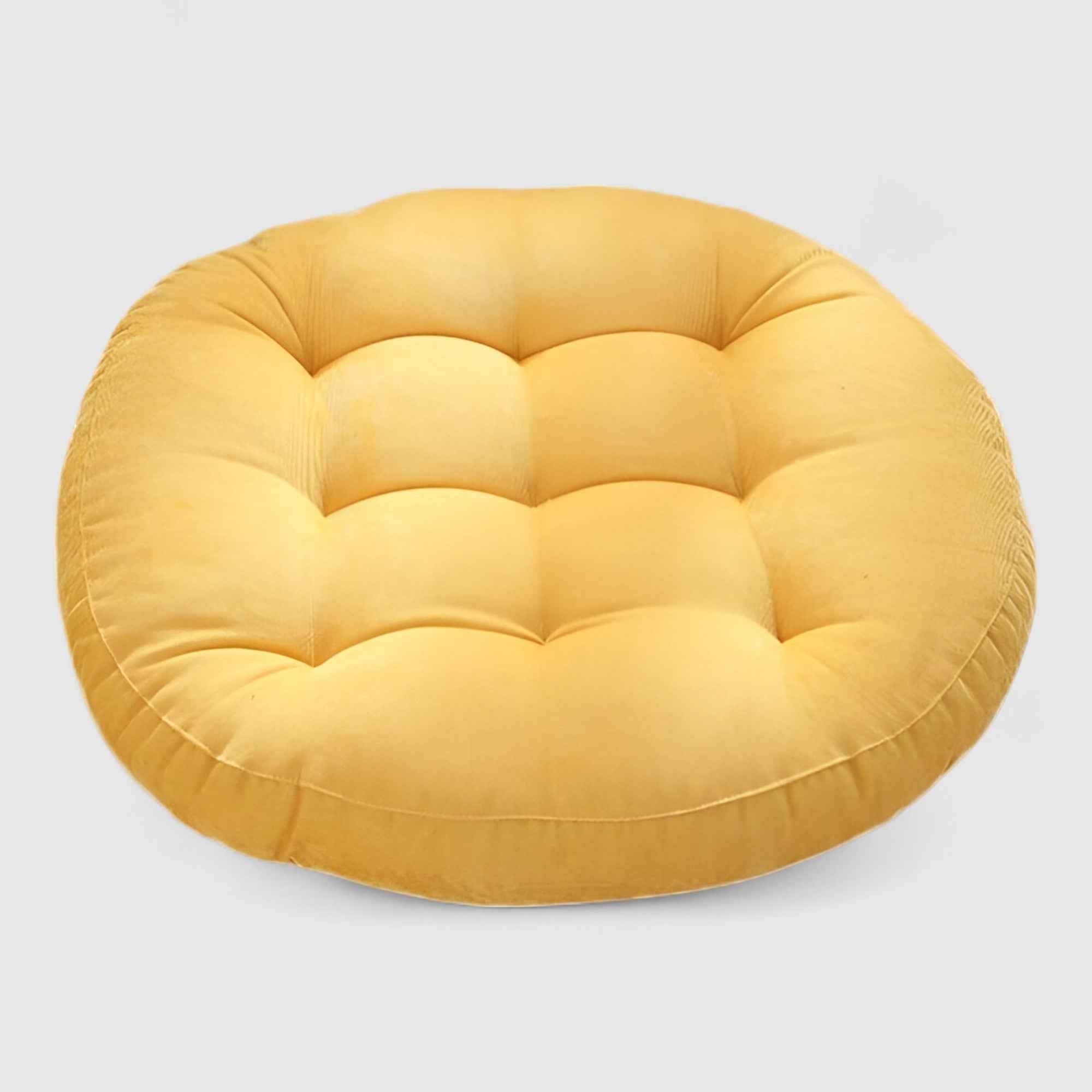 Coussins : Coussin de Sol Rond en Chenille Épais pour Méditation et Détente dans Jaune de Marche Lino