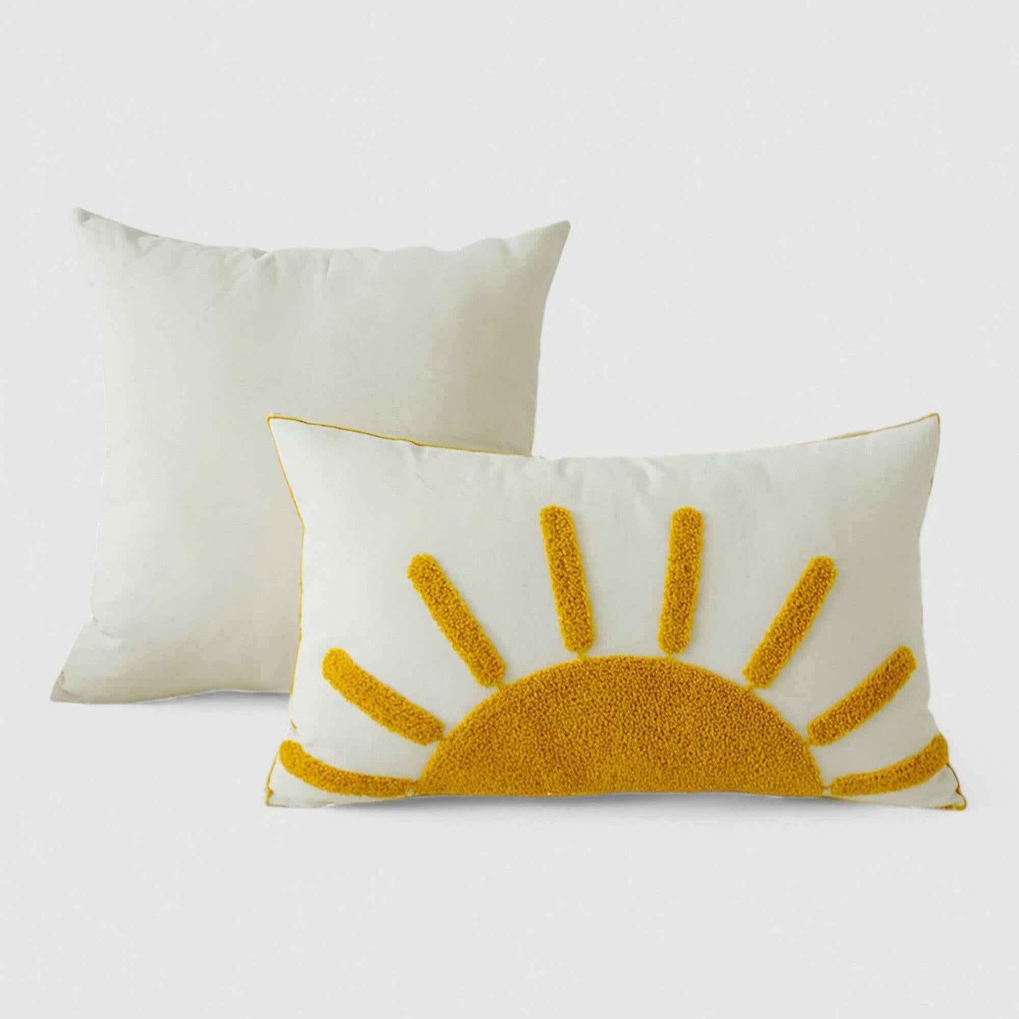 Housses de coussin : Housse de Coussin Jaune en Coton avec Motif dans de Marche Lino