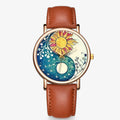 Montre à la mode en cuir véritable au design original et résistante à l'eau