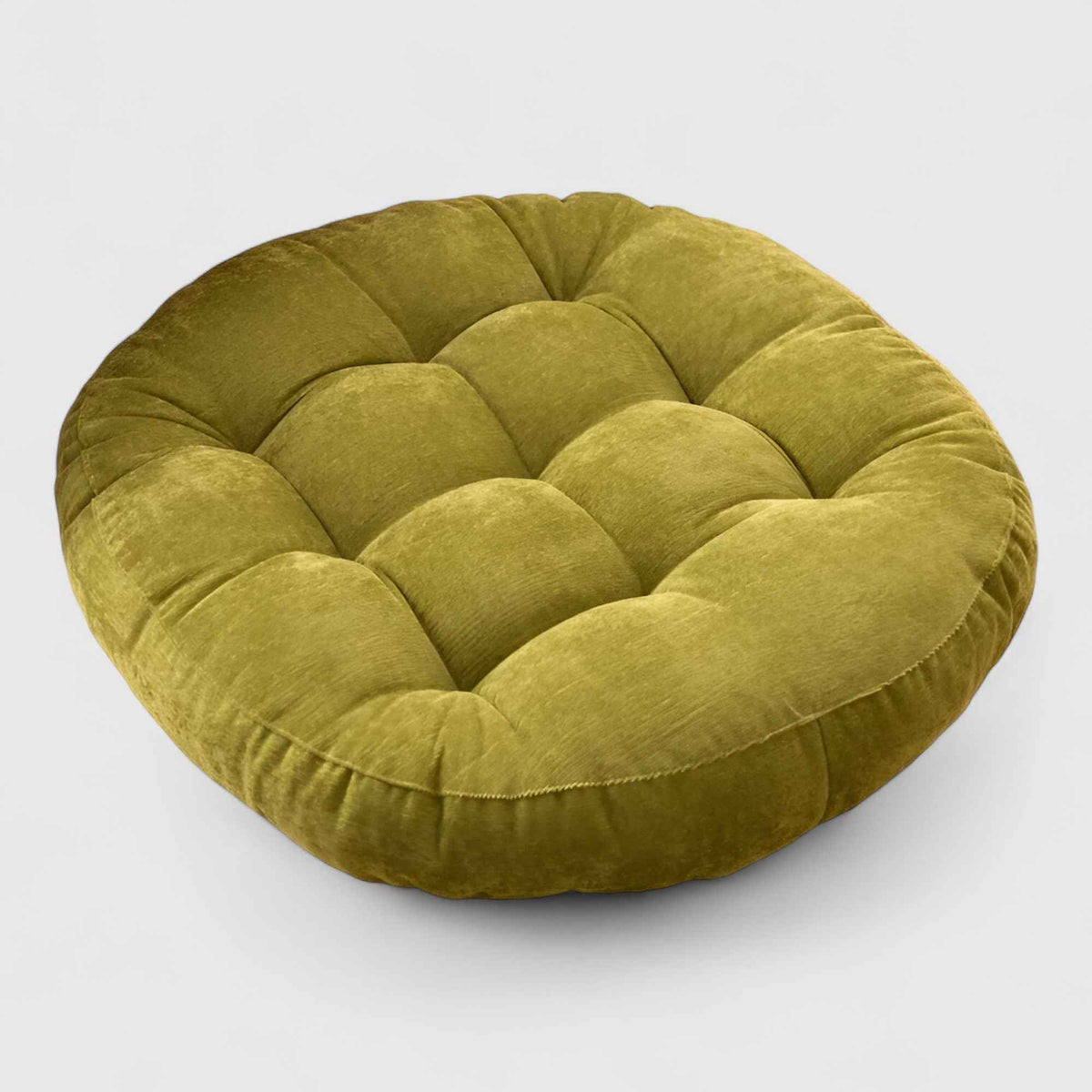 Coussins : Coussin de Sol Rond en Chenille Épais pour Méditation et Détente dans Vert de Marche Lino