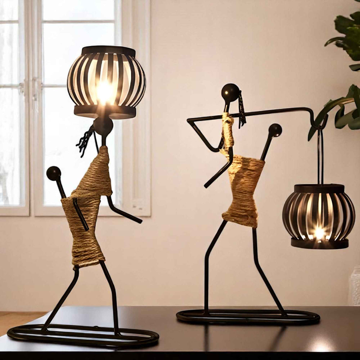 Supports de bougies : Bougeoir en Fer Métal pour une Décoration dans de Marche Lino