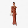women's maxi dress : Dianne | Robe Longue Femme en Soie, Élégante et Fluide dans Marron de Marche Lino